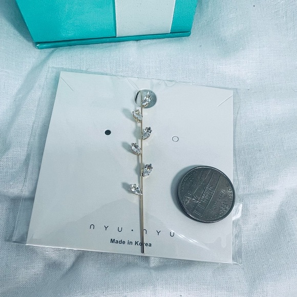 Fairy Earthy Magical Sparkling Zircon Unique Statement Bar Ear Cuff - Picture 5 of 8